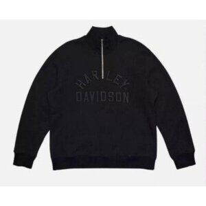 NWT HARLEY DAVIDSON STAPLE 1/4 ZIP BLACK MOCK SWEATSHIRT